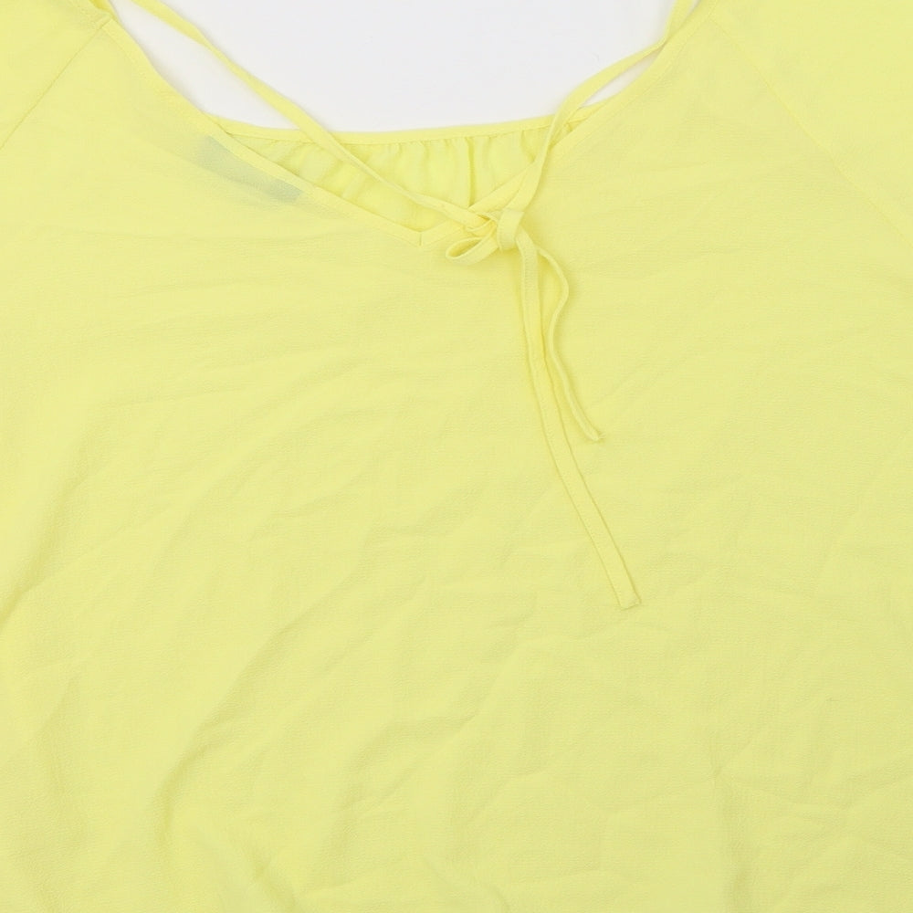 F&F Womens Yellow  Polyester Basic Blouse Size 14 Round Neck