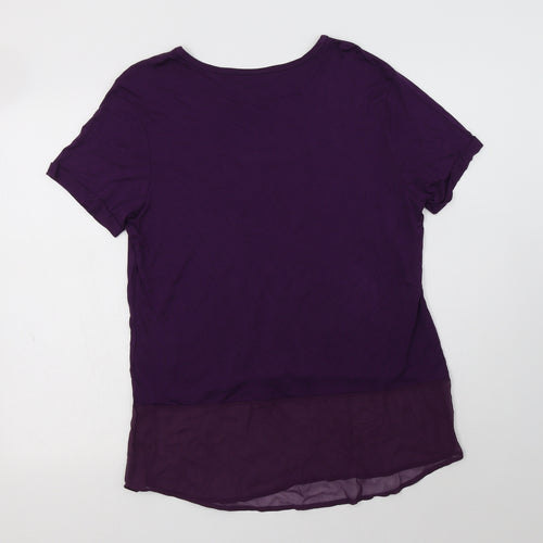 Peacocs Womens Purple  Viscose Basic Blouse Size 12 Crew Neck