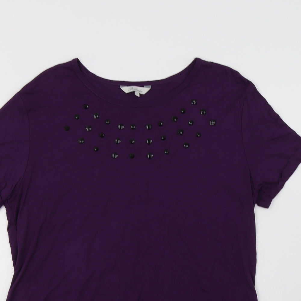 Peacocs Womens Purple  Viscose Basic Blouse Size 12 Crew Neck