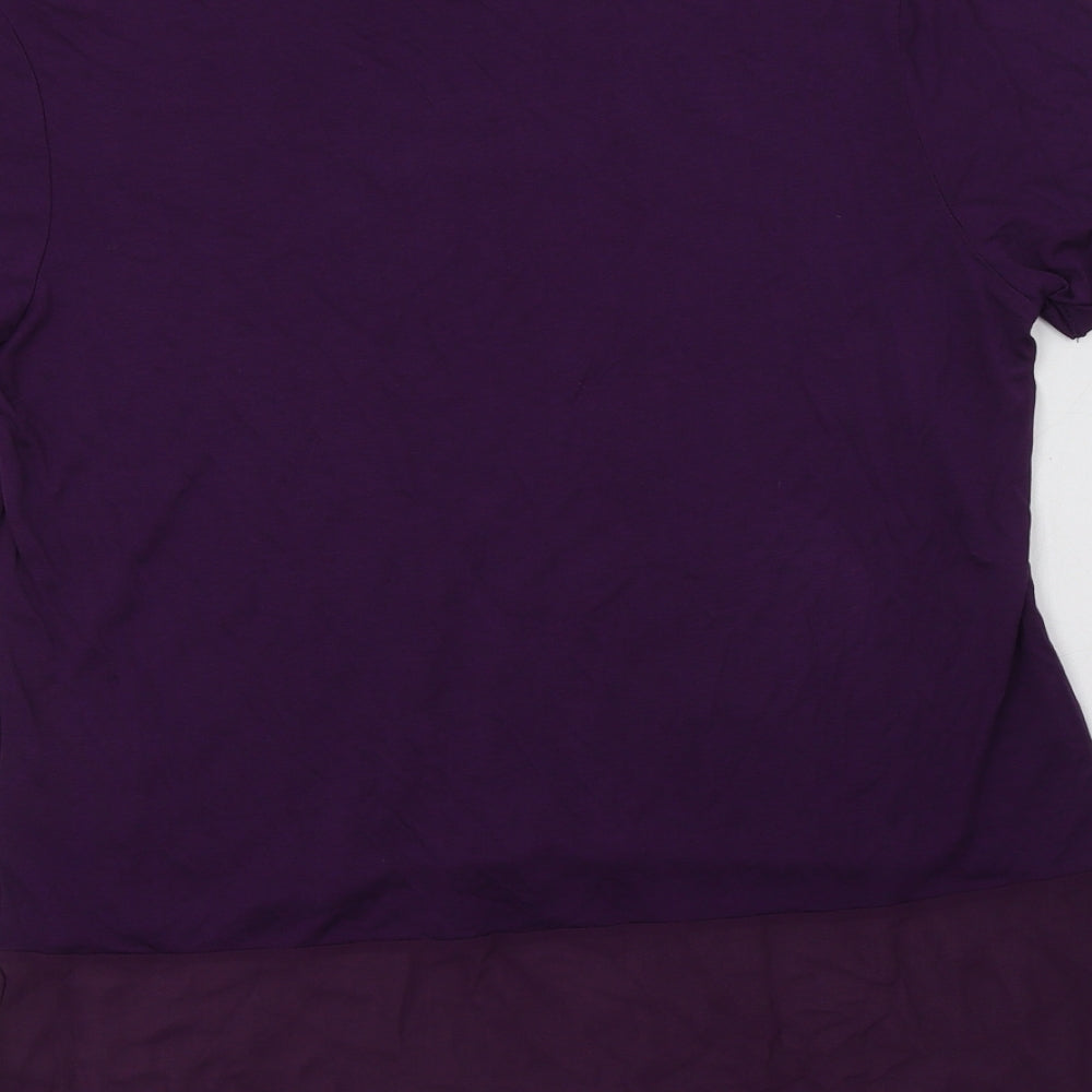 Peacocs Womens Purple  Viscose Basic Blouse Size 12 Crew Neck