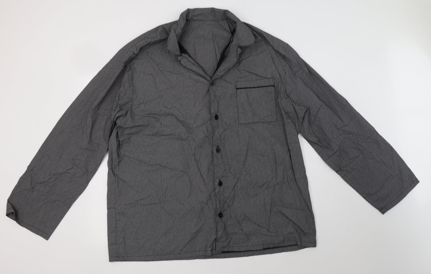 George Mens Black Geometric Cotton  Pyjama Top Size 2XL  Button