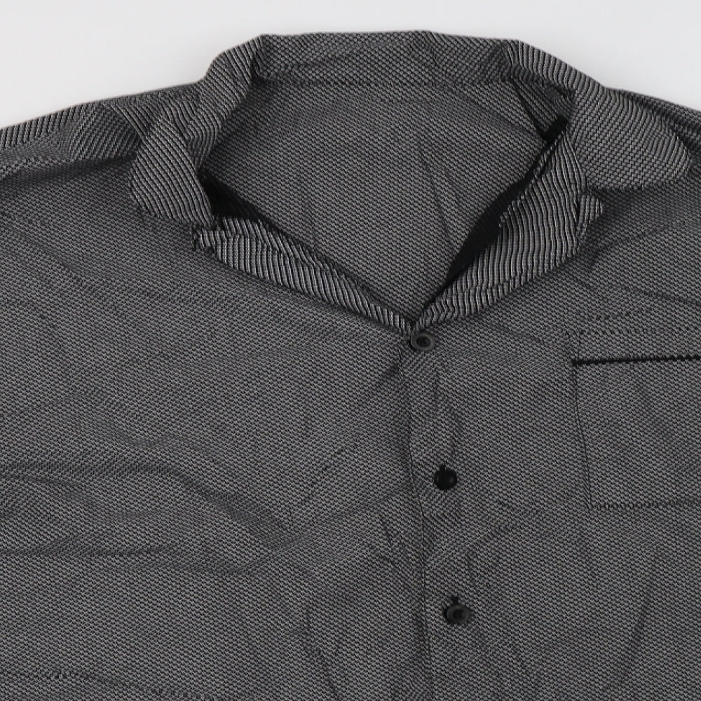 George Mens Black Geometric Cotton  Pyjama Top Size 2XL  Button