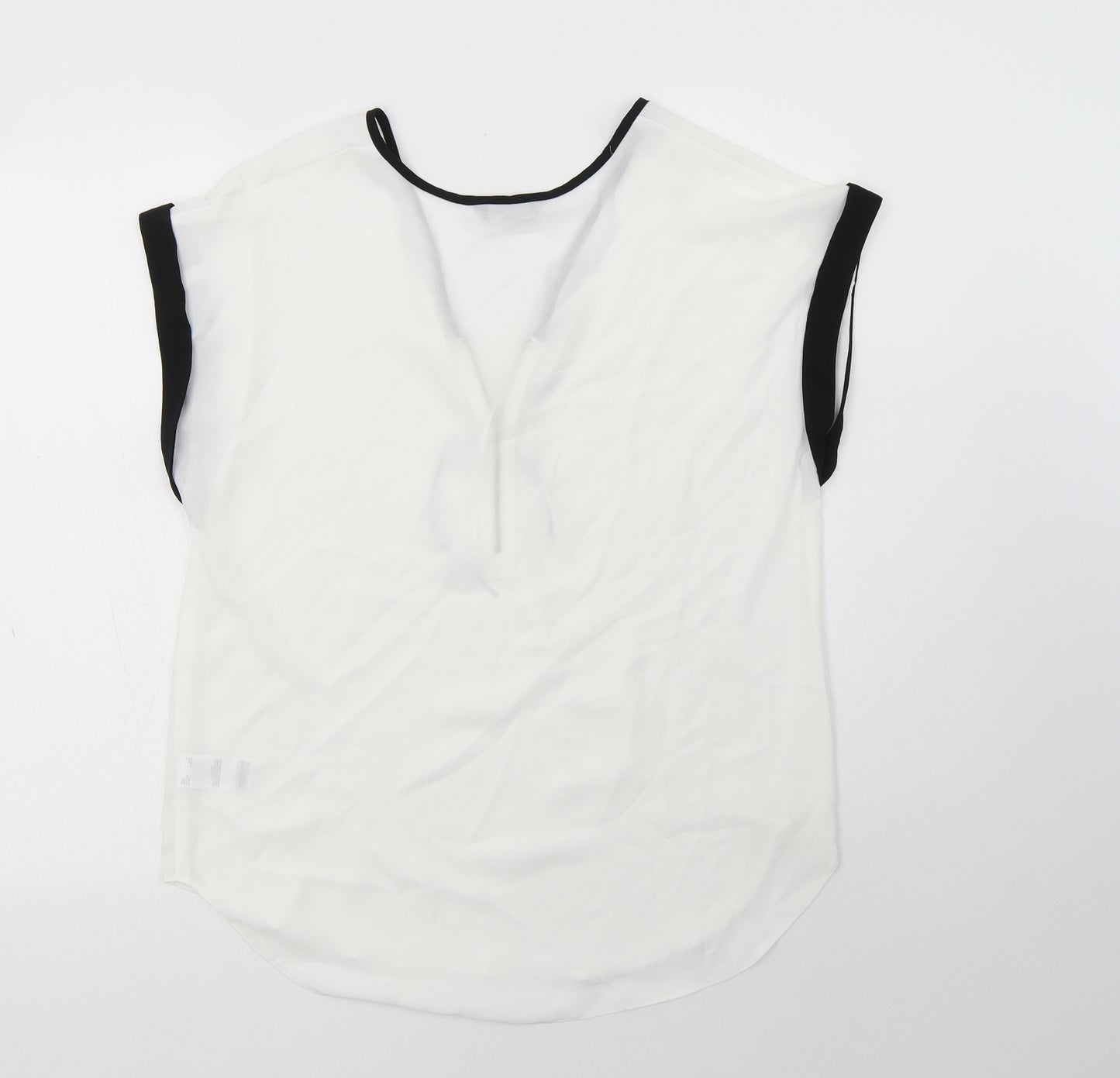 F&F Womens White  Polyester Basic Blouse Size 12 V-Neck