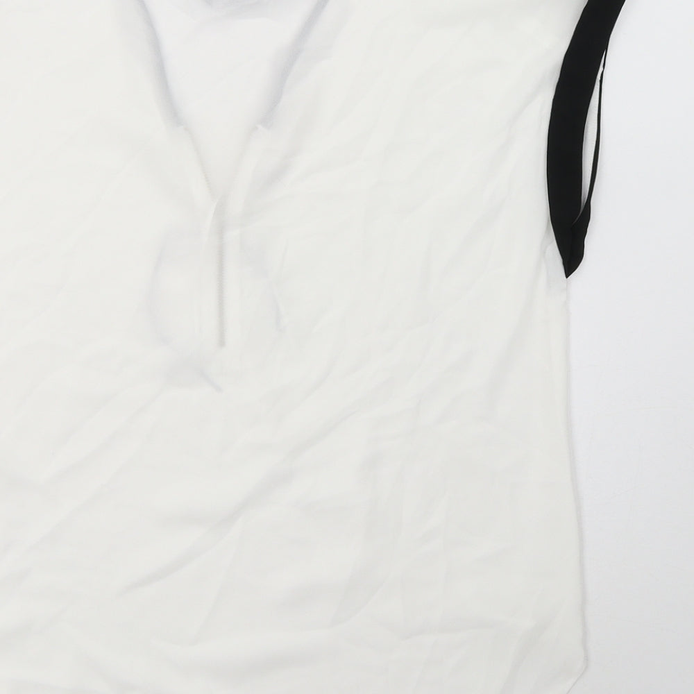 F&F Womens White  Polyester Basic Blouse Size 12 V-Neck