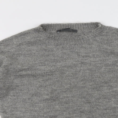 Primark Womens Grey Mock Neck Striped Acrylic Pullover Jumper Size XS