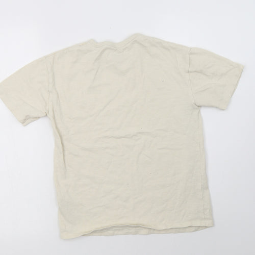 M&S Girls Beige  Cotton Basic T-Shirt Size 10-11 Years Crew Neck  - Live Your Best Life
