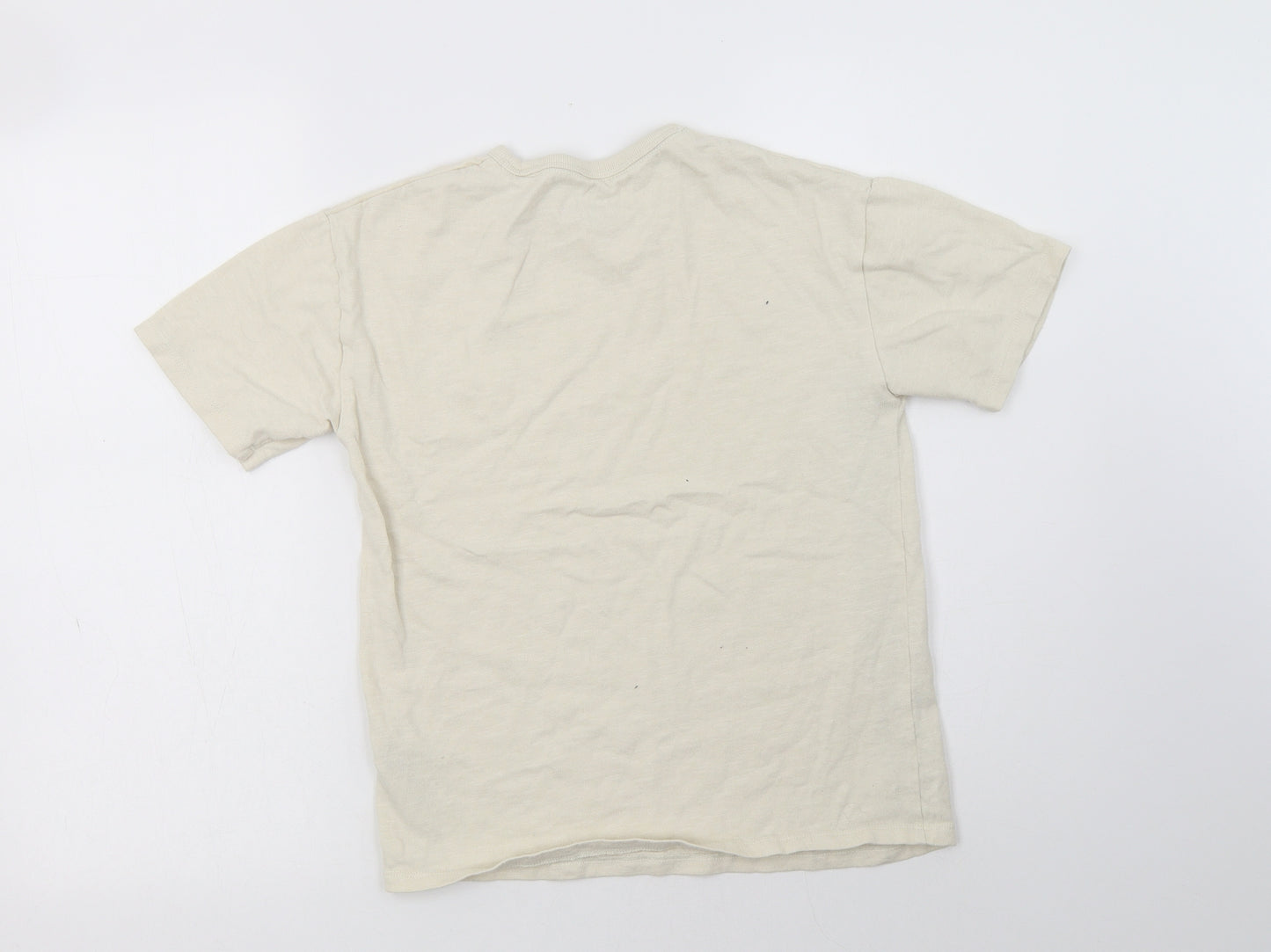 M&S Girls Beige  Cotton Basic T-Shirt Size 10-11 Years Crew Neck  - Live Your Best Life