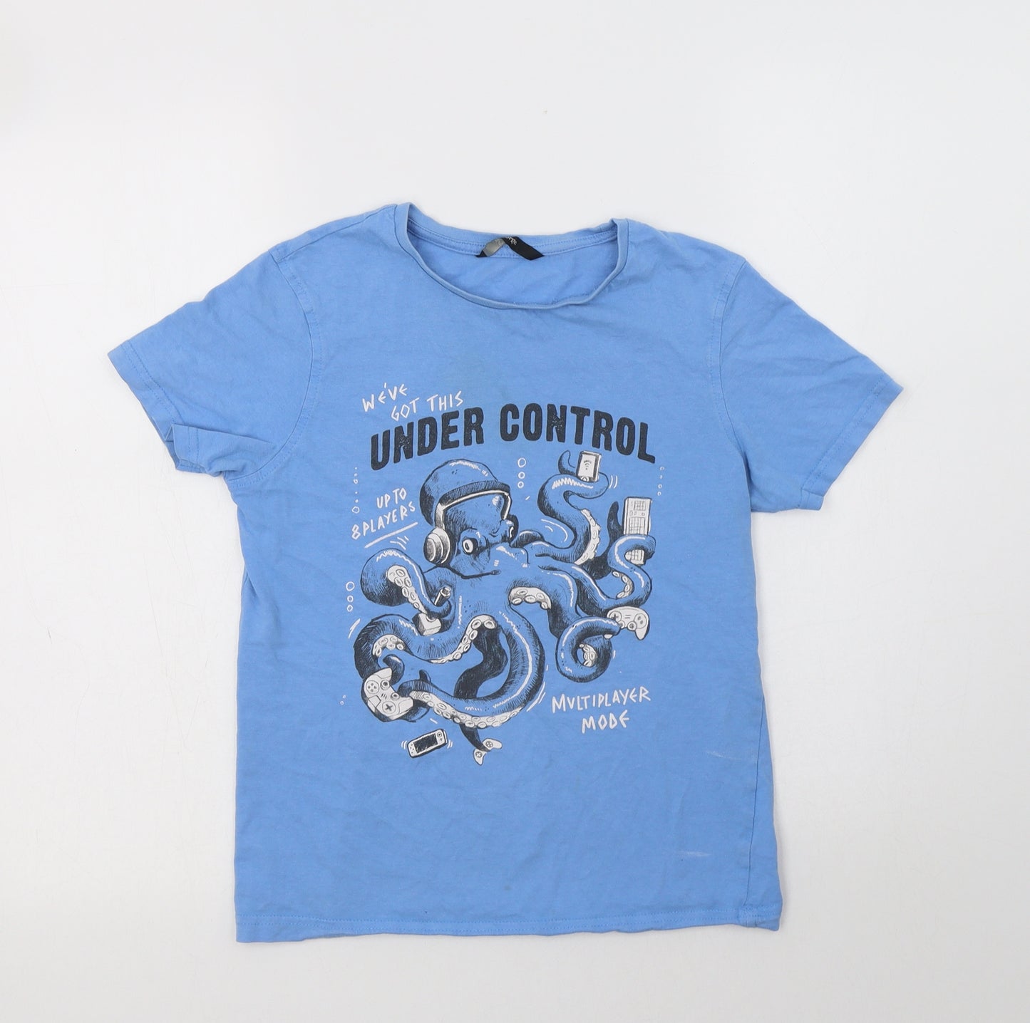 George Boys Blue  Cotton Basic T-Shirt Size 10-11 Years Crew Neck  - Under Control