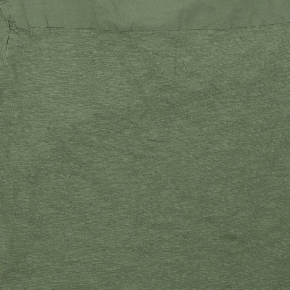 Zara Boys Green  Cotton Basic T-Shirt Size 10 Years Henley Button
