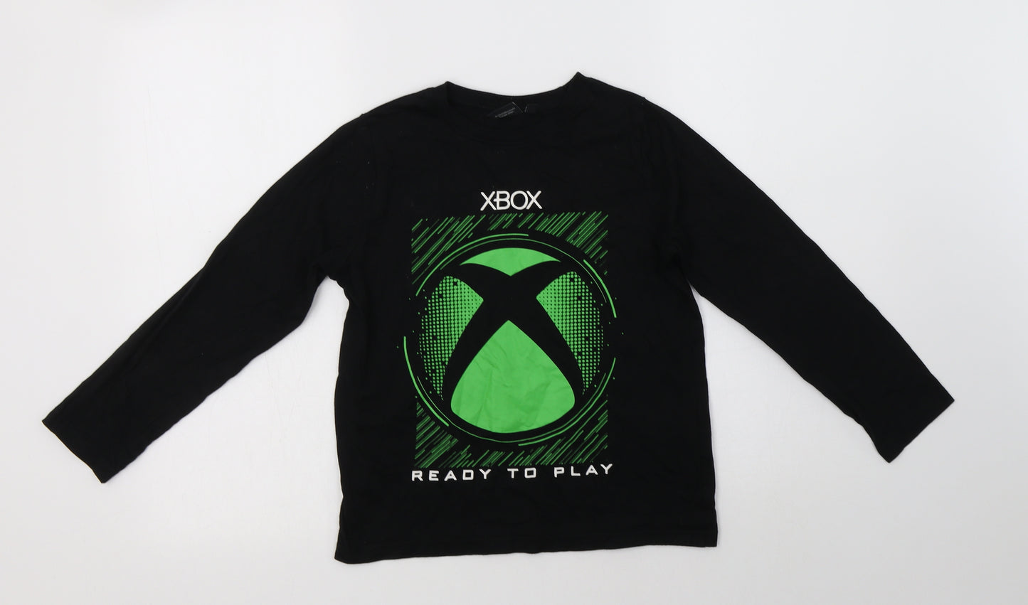 Primark Boys Black  Cotton Basic T-Shirt Size 9-10 Years Crew Neck  - Xbox