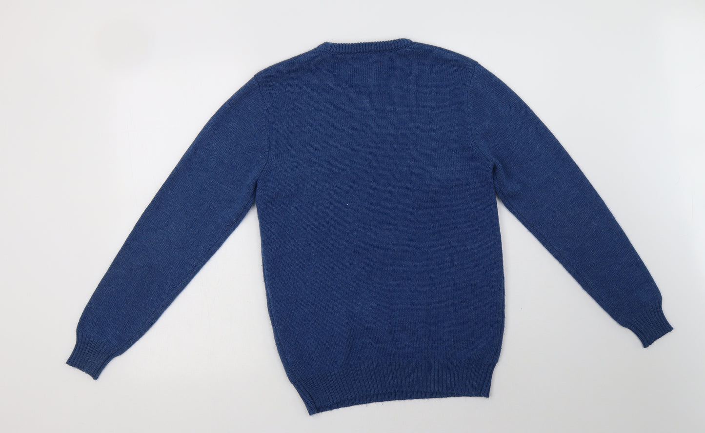 Primark Womens Blue Crew Neck  Acrylic Pullover Jumper Size S   - Santa