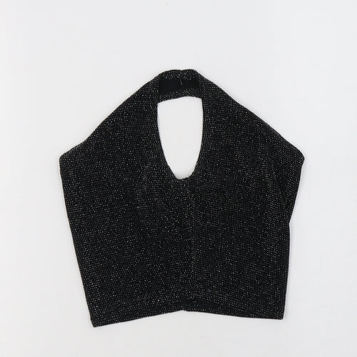 PRETTYLITTLETHING Womens Black  Nylon Cropped Tank Size 4 Halter
