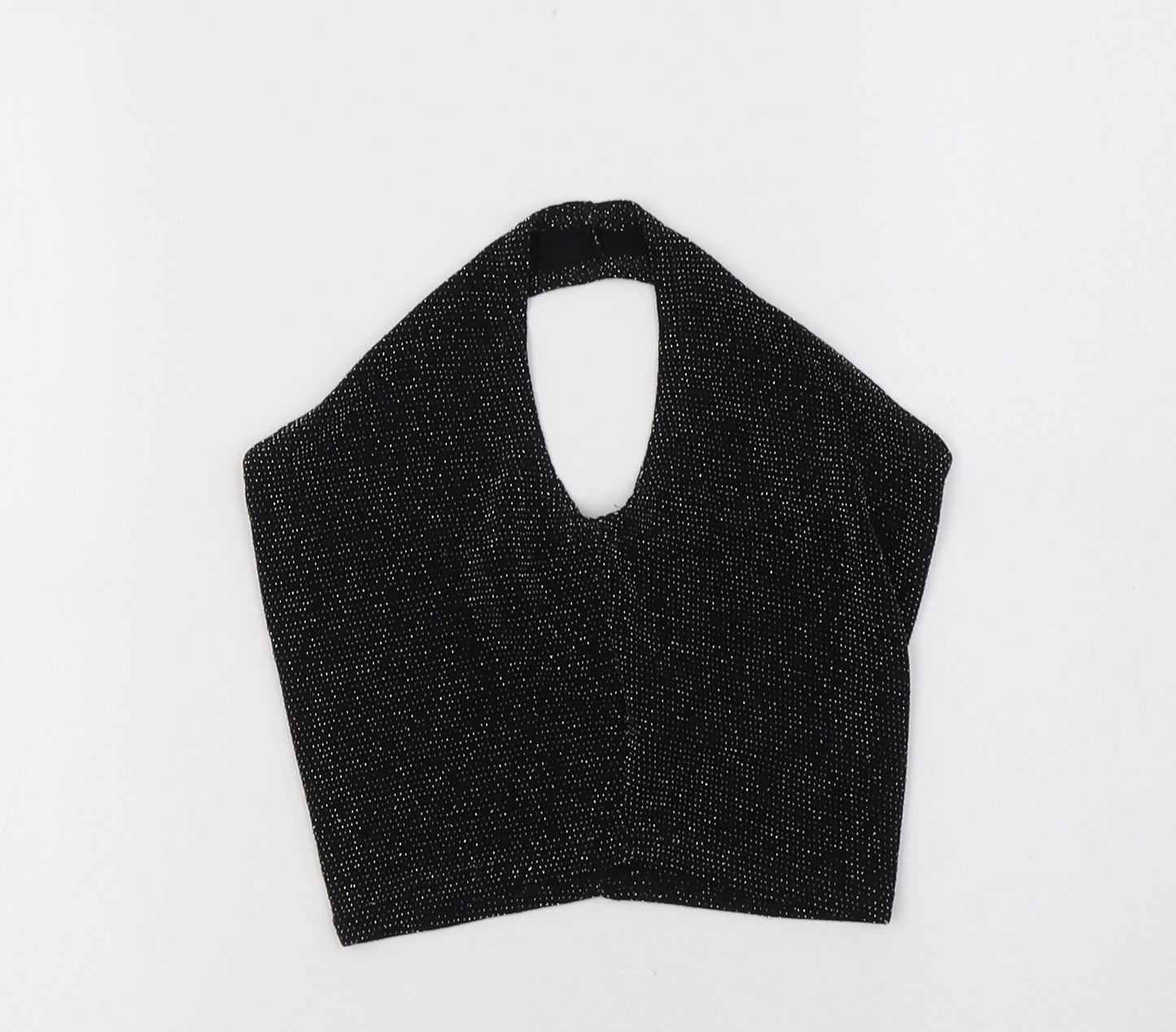 PRETTYLITTLETHING Womens Black  Nylon Cropped Tank Size 4 Halter