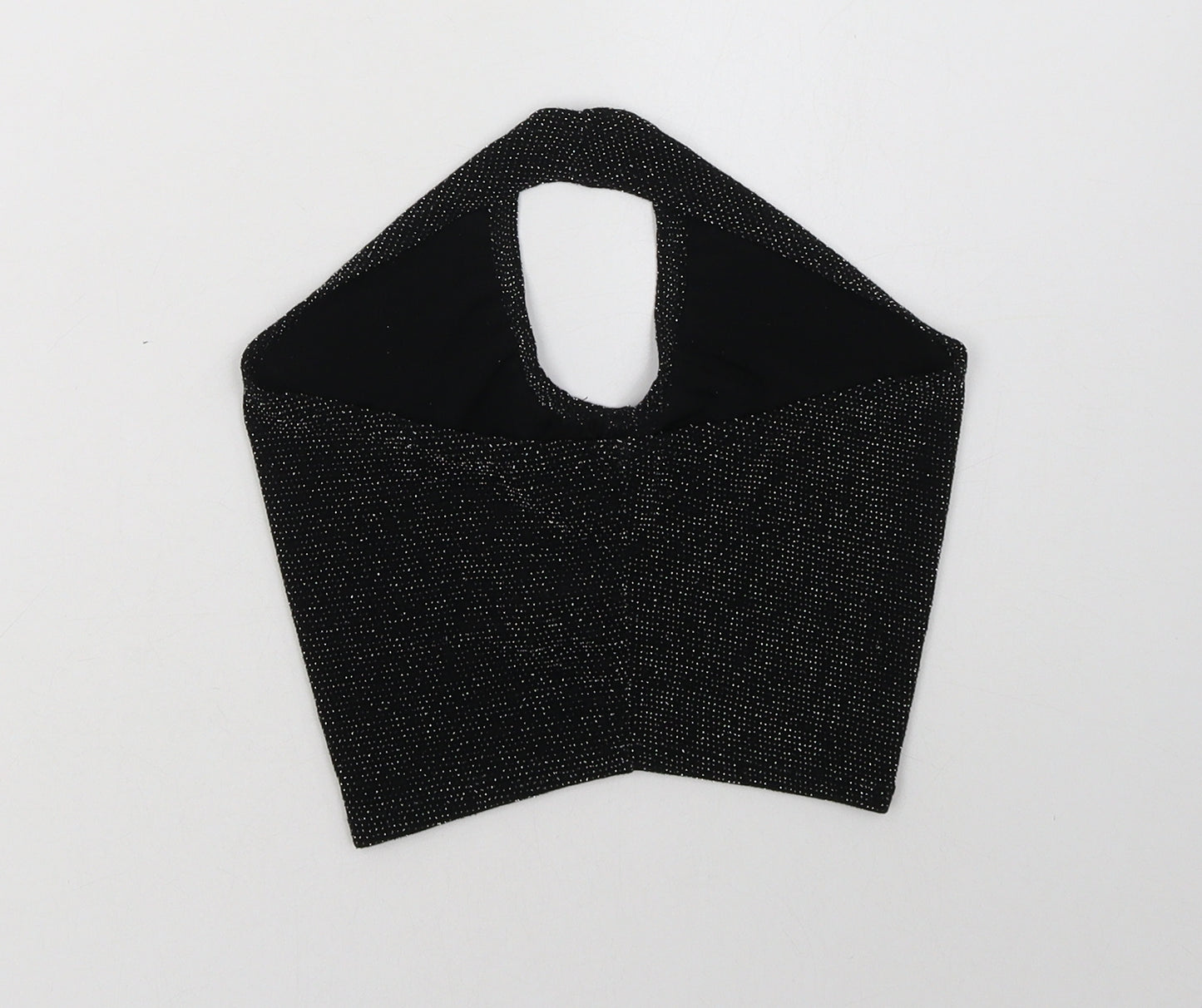 PRETTYLITTLETHING Womens Black  Nylon Cropped Tank Size 4 Halter