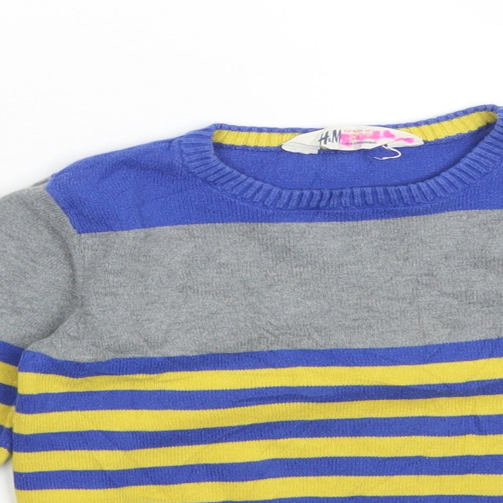 H&M Boys Multicoloured Striped Cotton Pullover Sweatshirt Size 3-4 Years