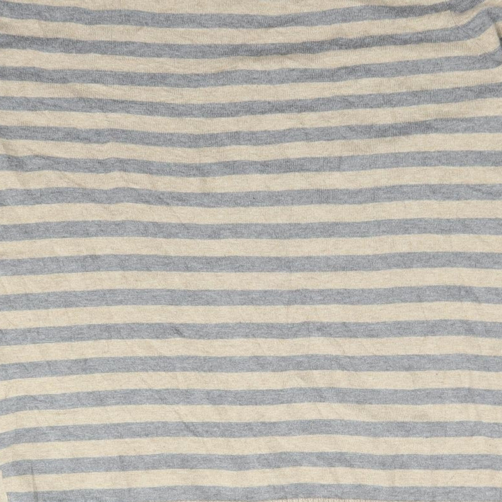 Mango Womens Multicoloured Striped Cotton Basic T-Shirt Size S Boat Neck