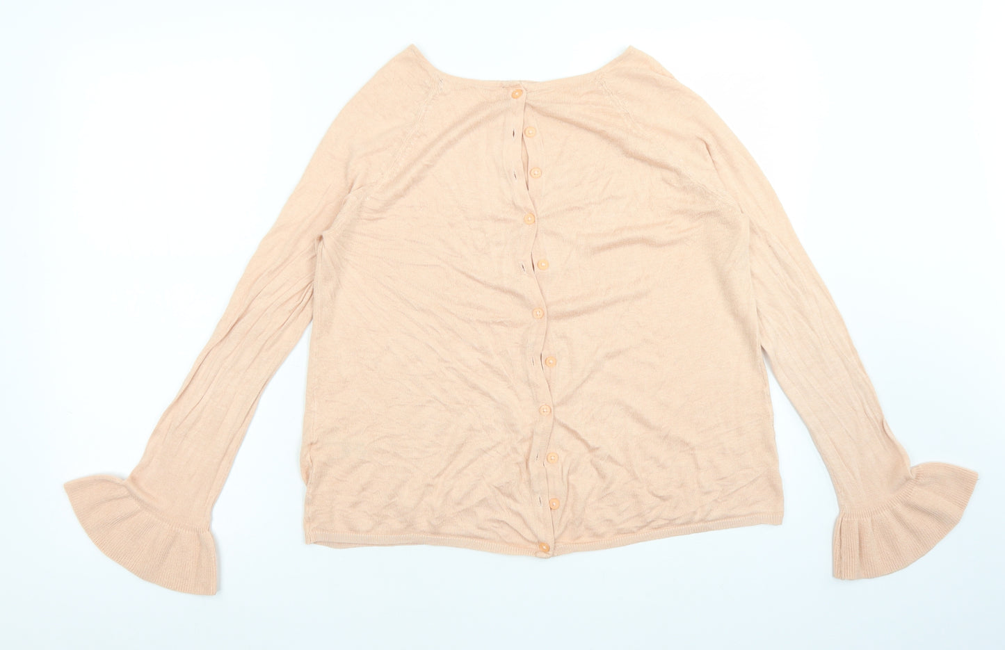 M&S Womens Pink Round Neck  Acrylic Cardigan Jumper Size 12