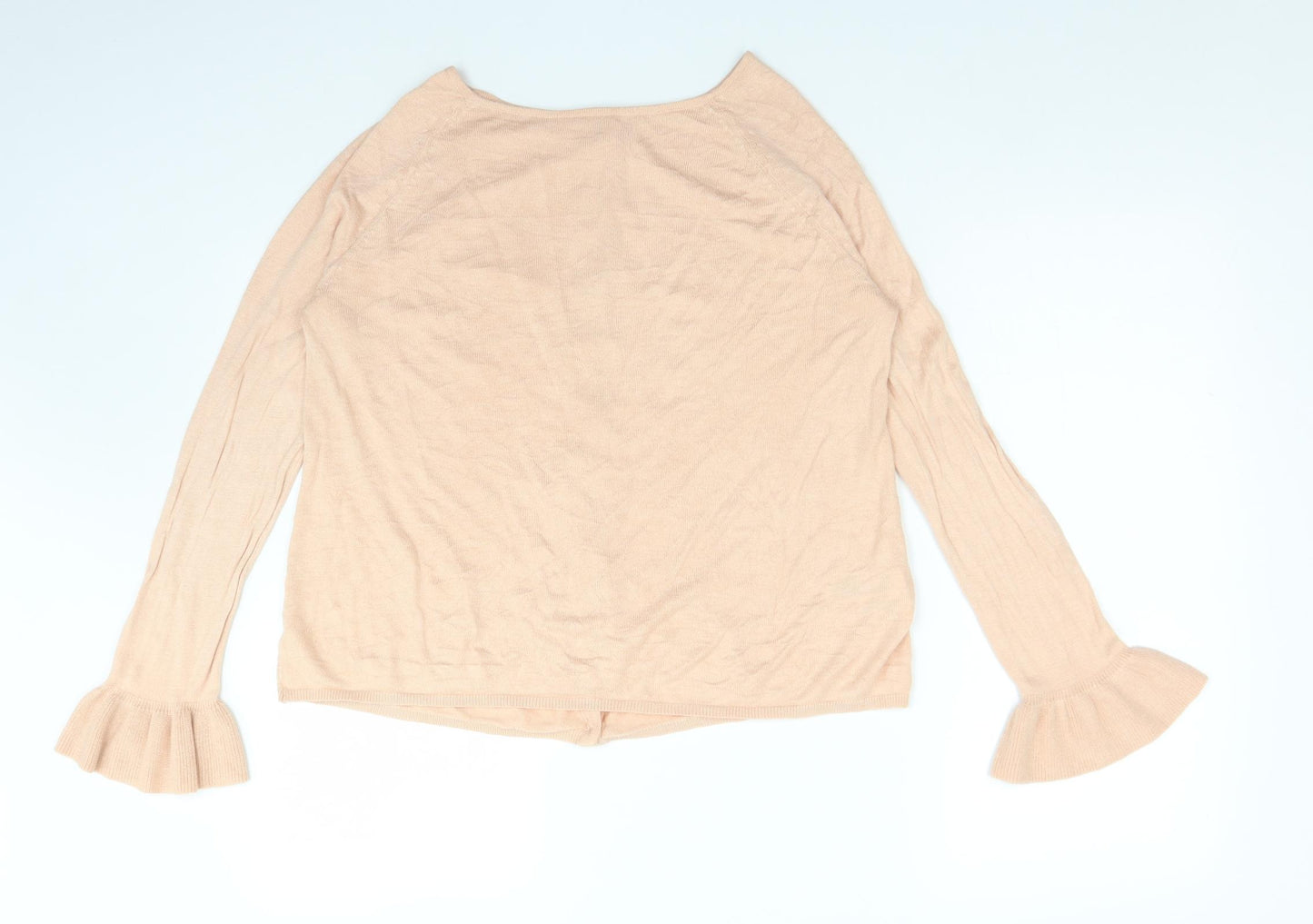 M&S Womens Pink Round Neck  Acrylic Cardigan Jumper Size 12