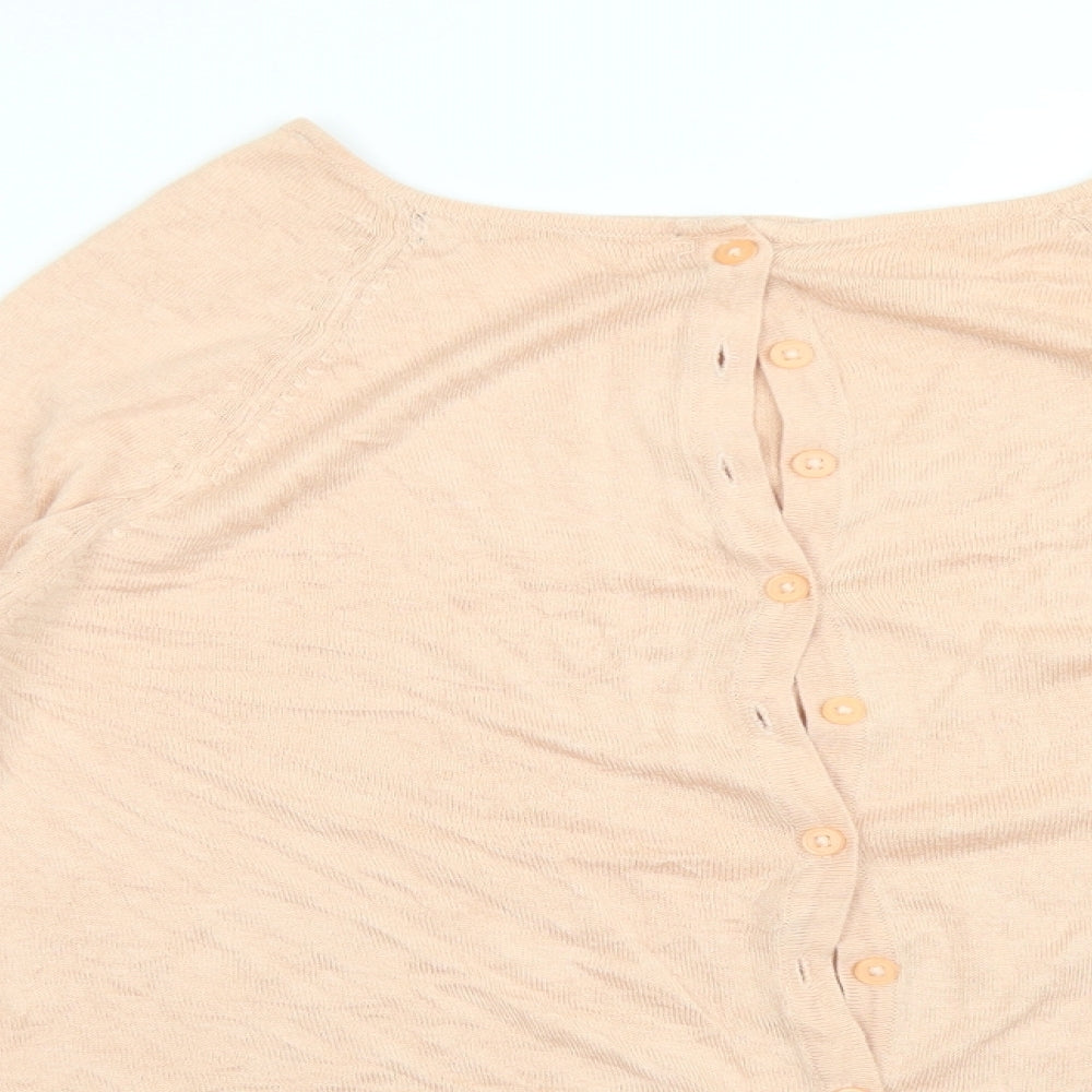 M&S Womens Pink Round Neck  Acrylic Cardigan Jumper Size 12