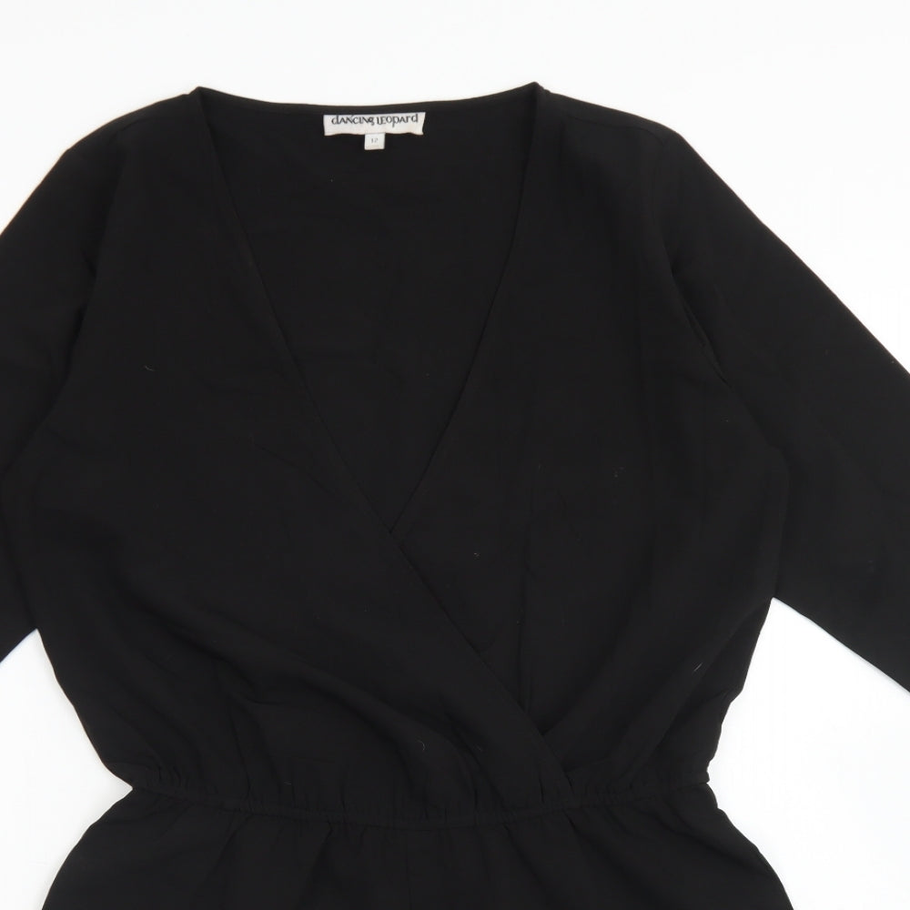 DANCING LEOPARD Womens Black  Polyester Playsuit One-Piece Size 12