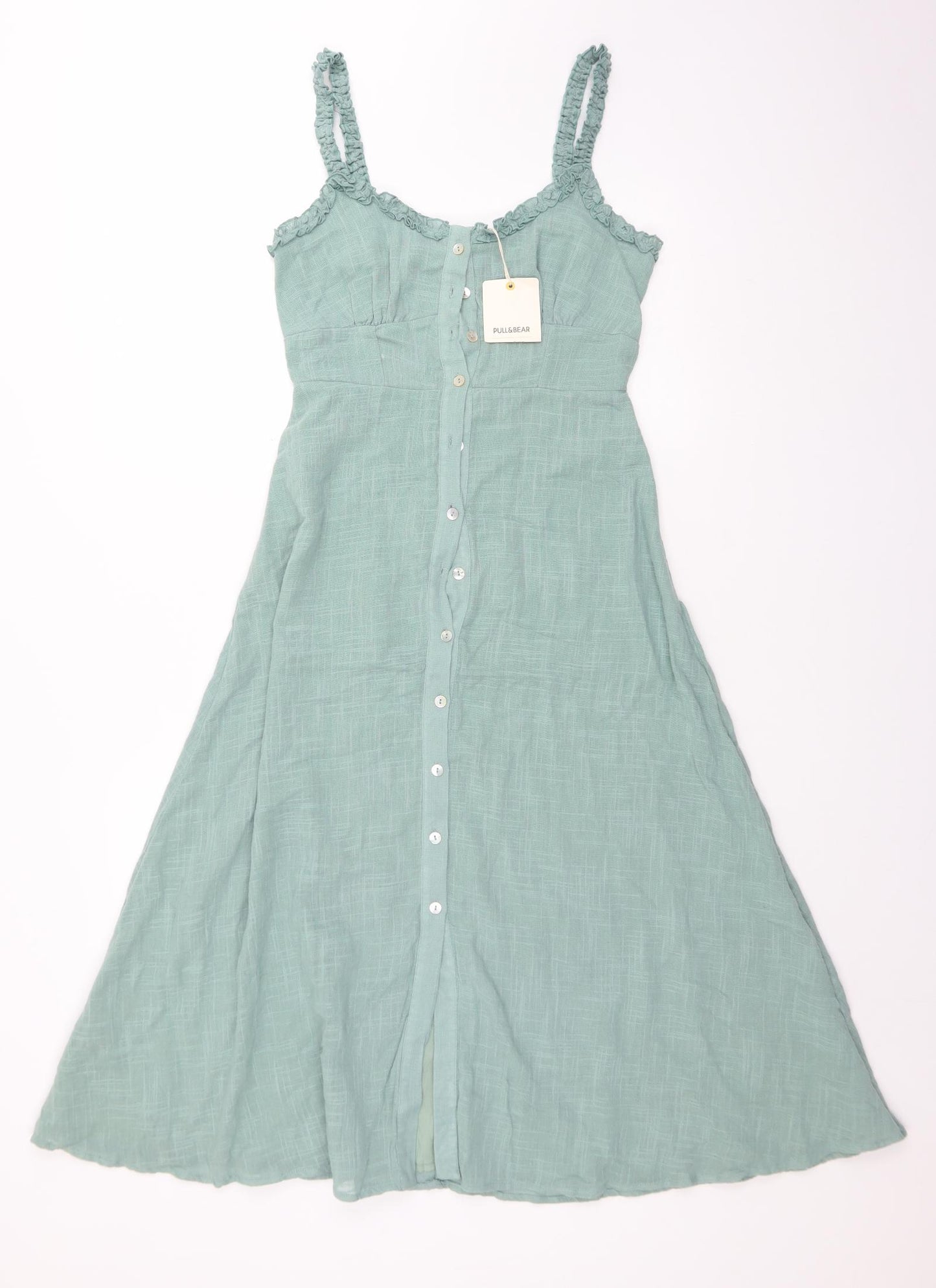 Pull&Bear Womens Green  Cotton Trapeze & Swing  Size S  V-Neck