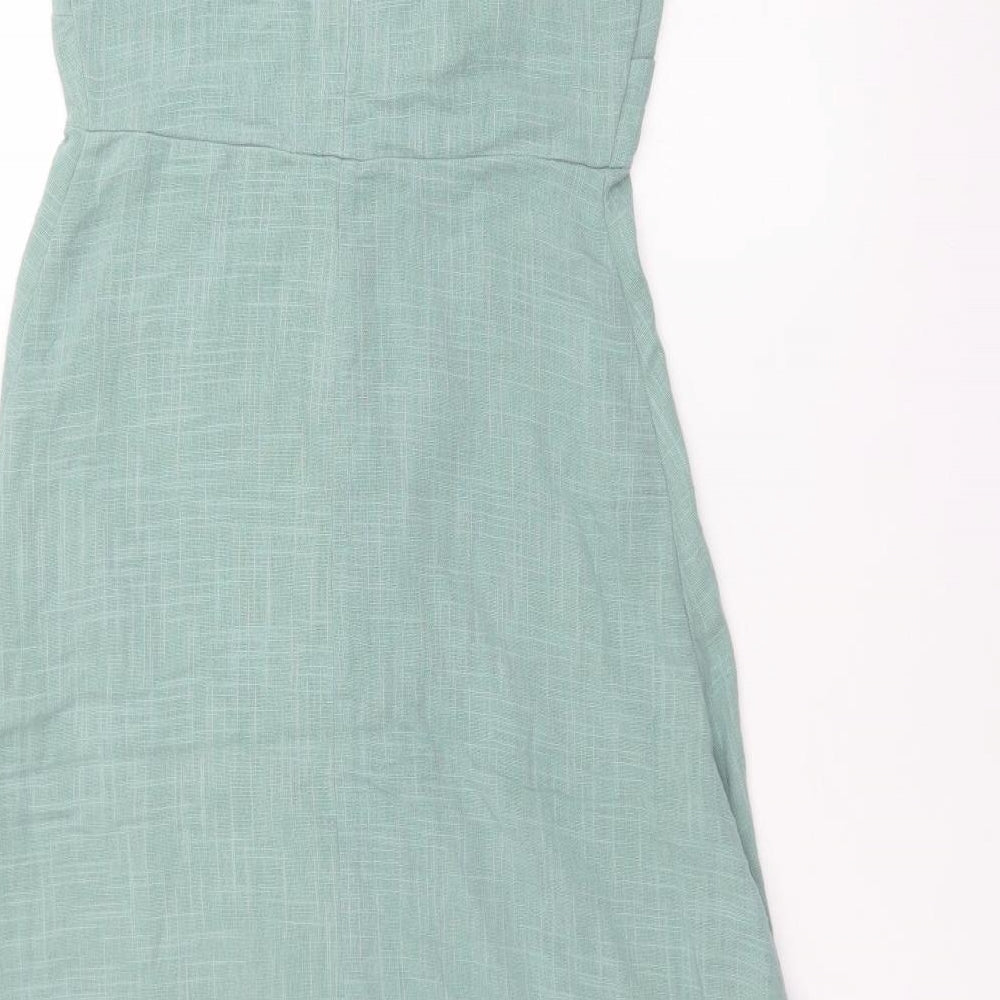 Pull&Bear Womens Green  Cotton Trapeze & Swing  Size S  V-Neck