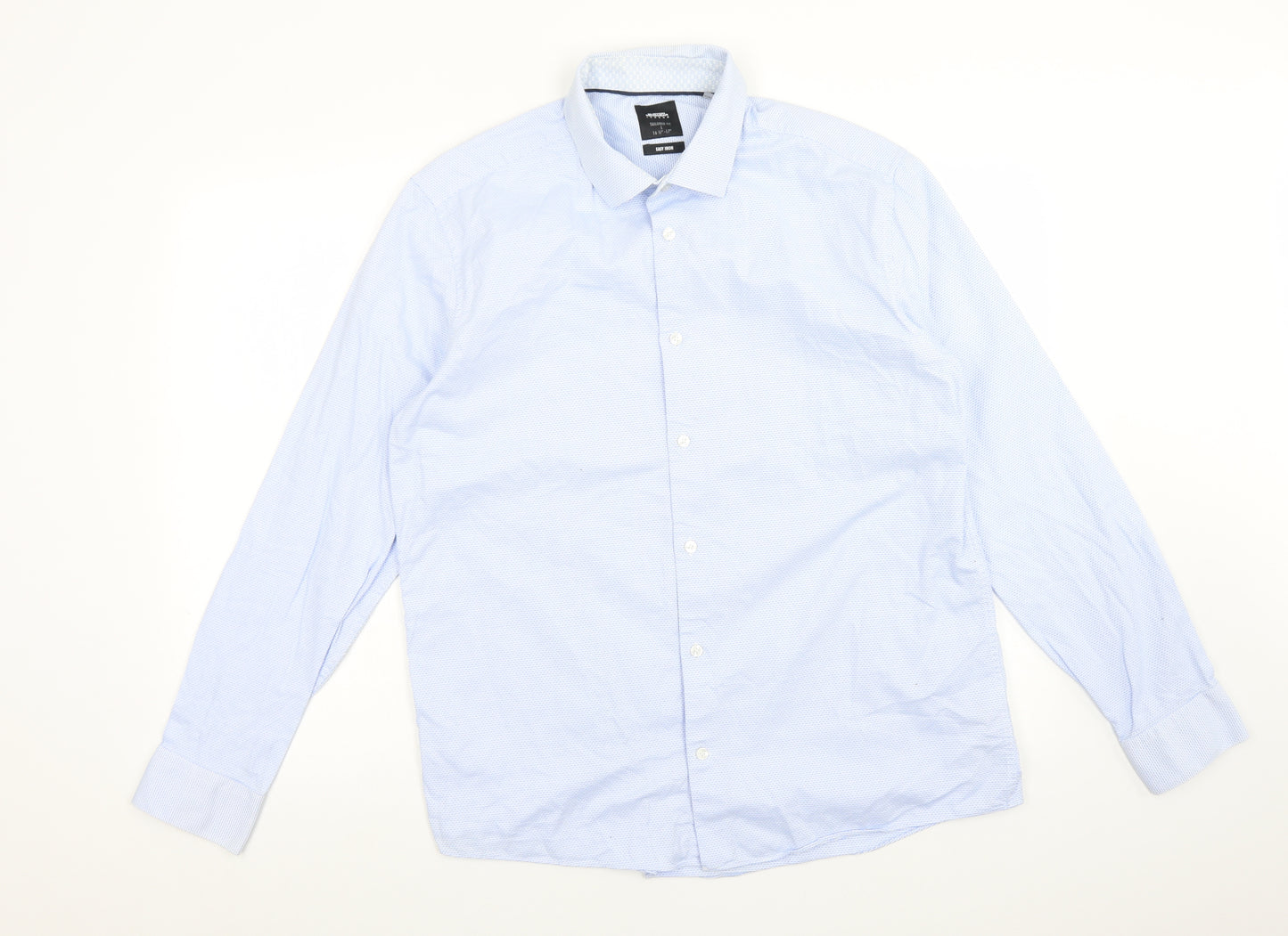 BURTON MENSWEAR Mens Blue Geometric Cotton  Dress Shirt Size 17 Collared