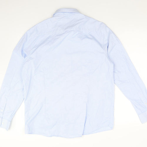 BURTON MENSWEAR Mens Blue Geometric Cotton  Dress Shirt Size 17 Collared