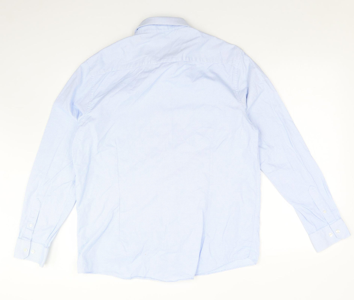 BURTON MENSWEAR Mens Blue Geometric Cotton  Dress Shirt Size 17 Collared