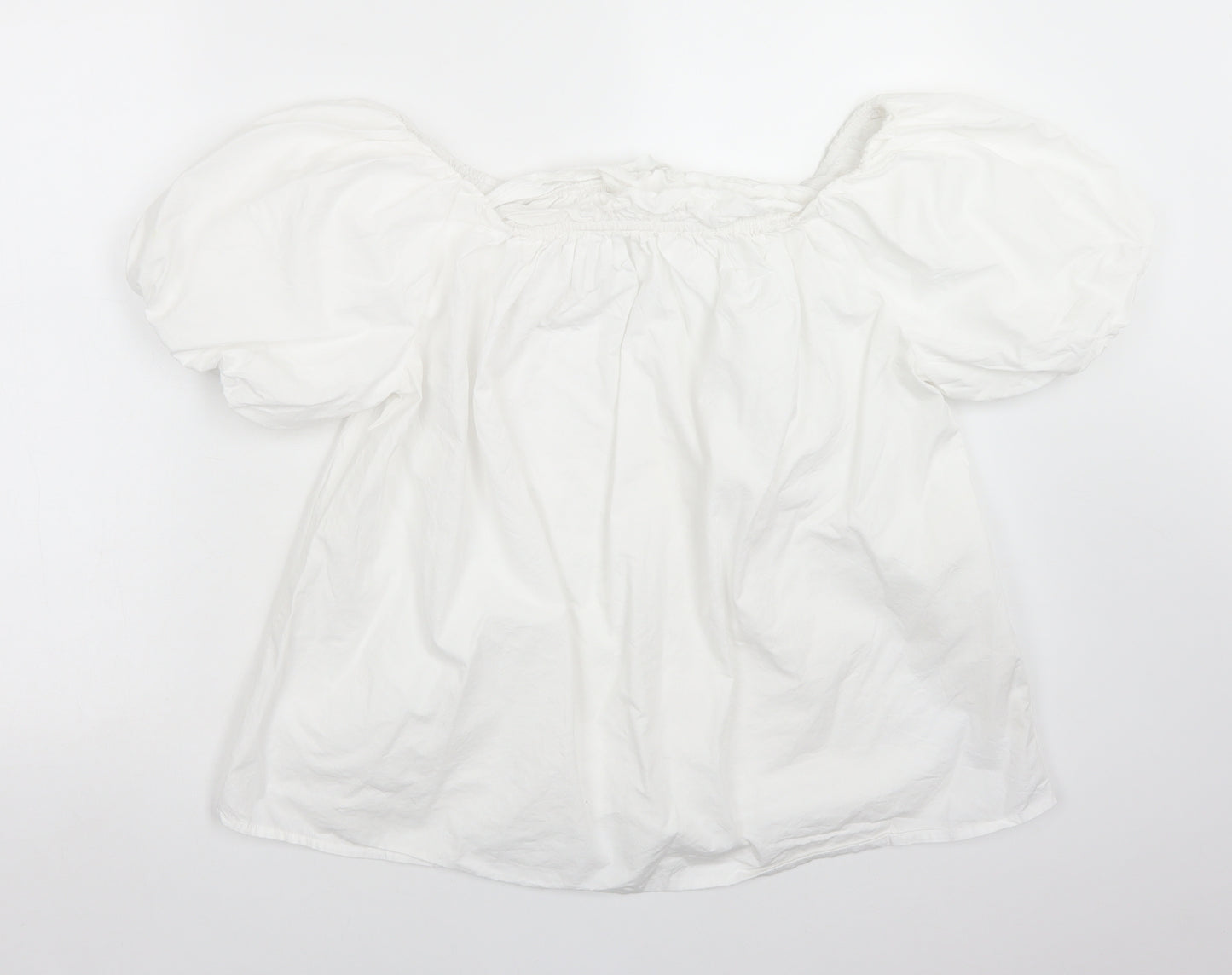 Primark Womens White  Cotton Basic T-Shirt Size 12 Off the Shoulder