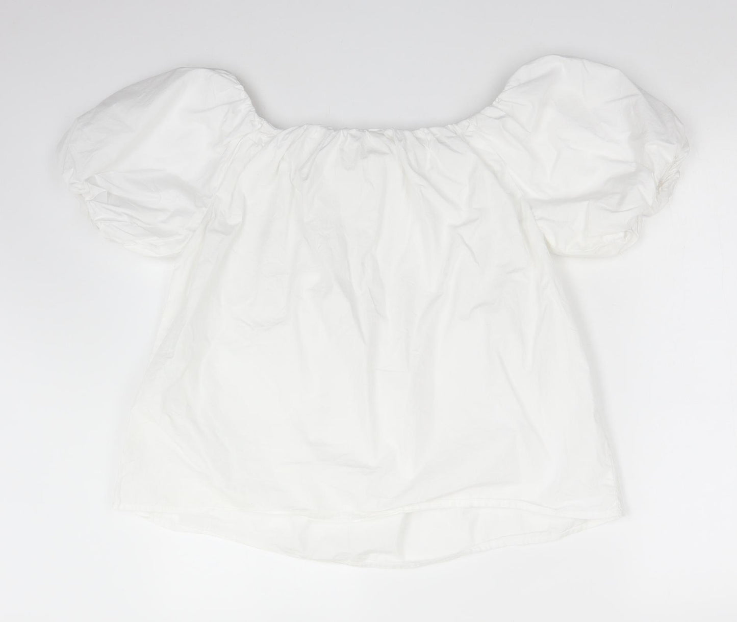 Primark Womens White  Cotton Basic T-Shirt Size 12 Off the Shoulder