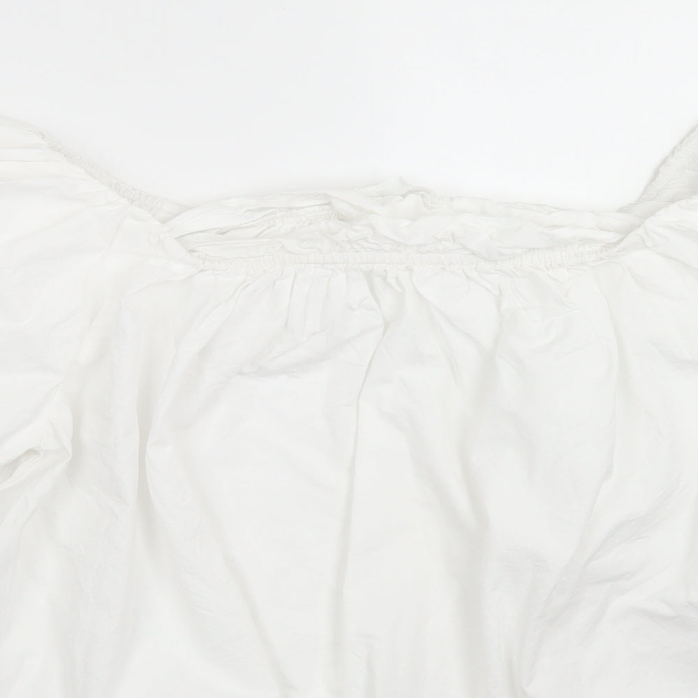 Primark Womens White  Cotton Basic T-Shirt Size 12 Off the Shoulder