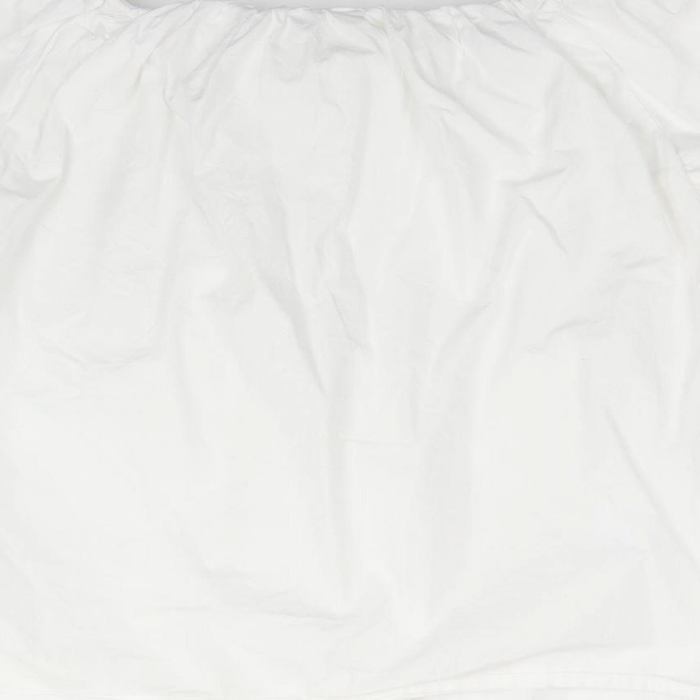 Primark Womens White  Cotton Basic T-Shirt Size 12 Off the Shoulder