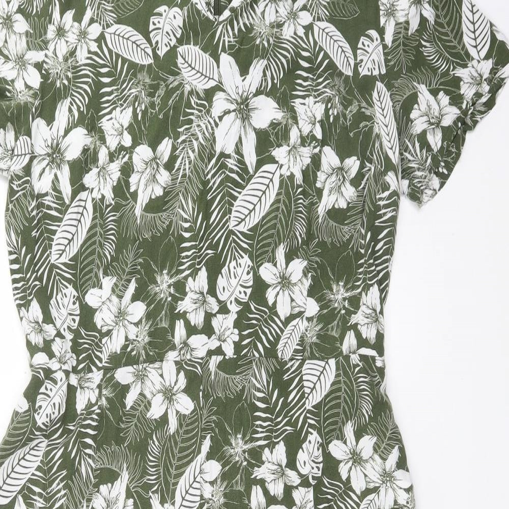 TU Womens Green Floral Viscose Jumpsuit One-Piece Size 14