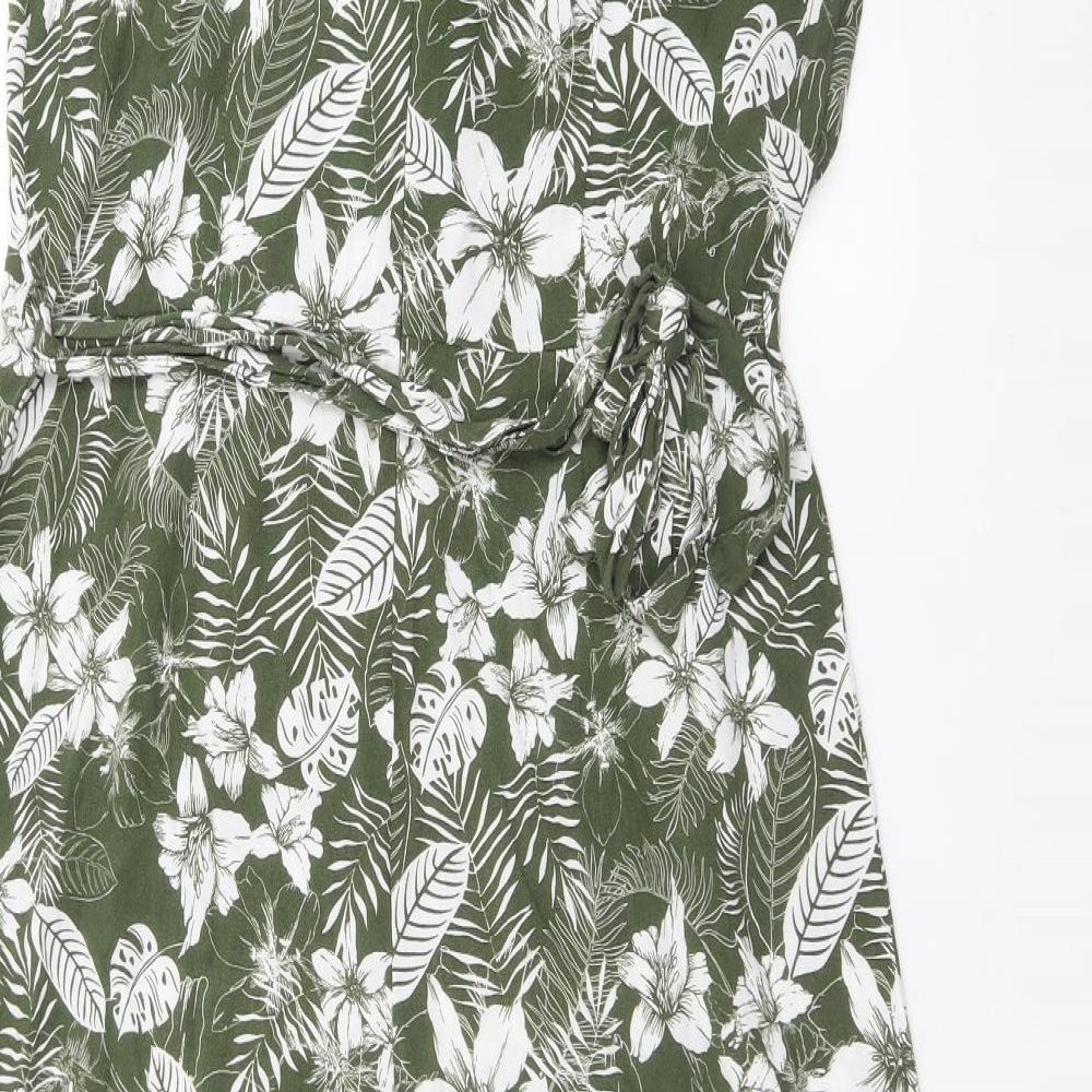 TU Womens Green Floral Viscose Jumpsuit One-Piece Size 14