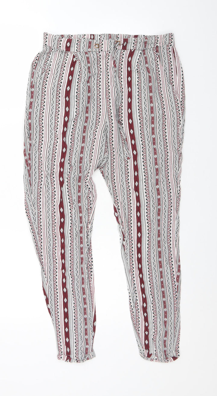 Atmosphere Womens Multicoloured Geometric Viscose Bloomer Trousers Size 12 L27 in Regular