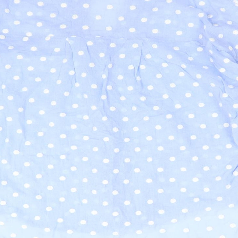 Zara Womens Blue Polka Dot  Basic Button-Up Size M Collared