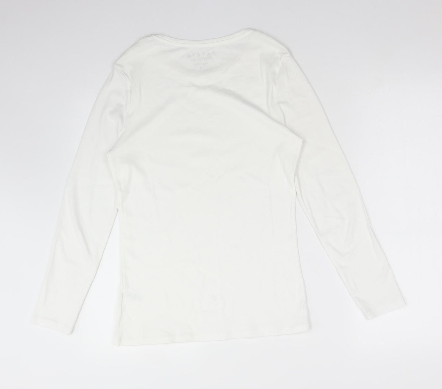 Papaya Womens White  Cotton Basic T-Shirt Size 12 Round Neck