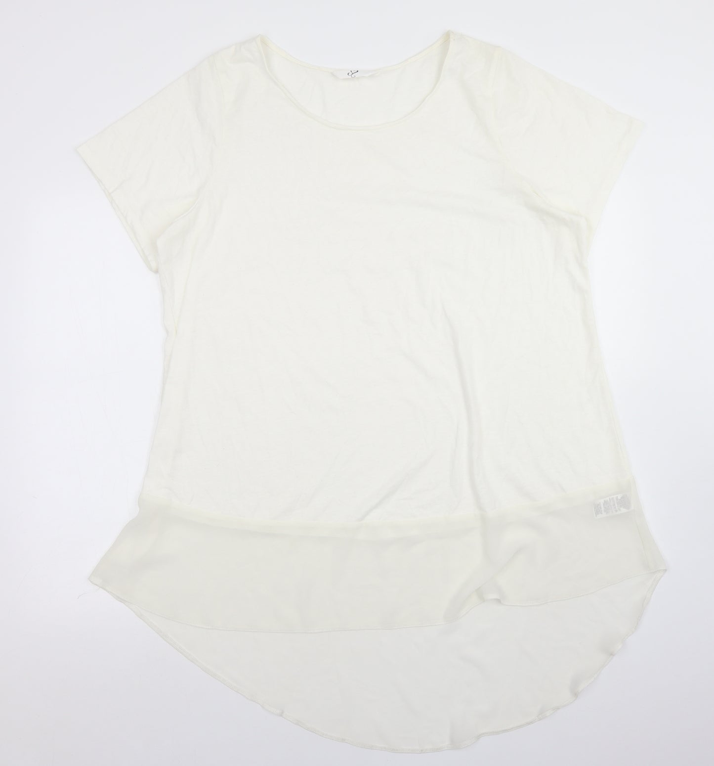 Preworn Womens White  Polyester Basic T-Shirt Size 20 Round Neck
