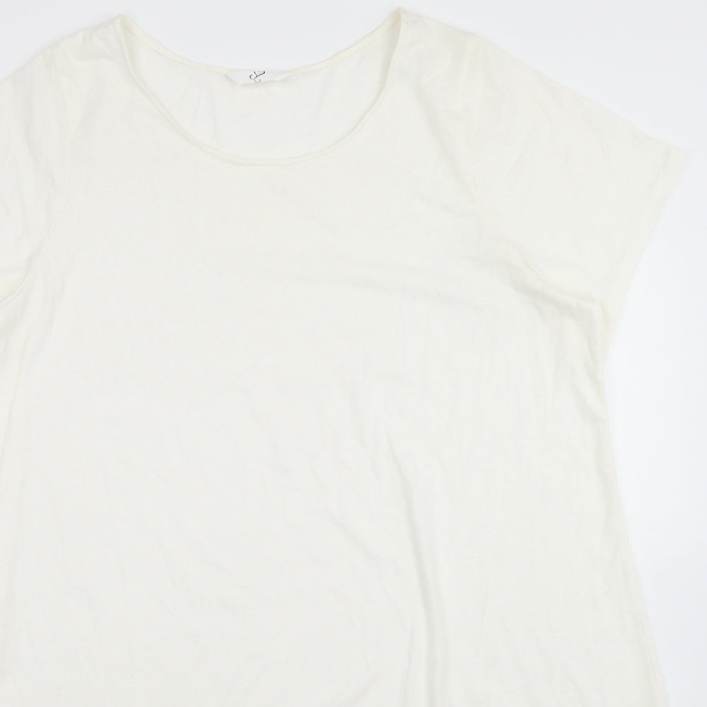 Preworn Womens White  Polyester Basic T-Shirt Size 20 Round Neck
