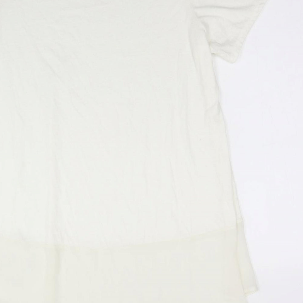 Preworn Womens White  Polyester Basic T-Shirt Size 20 Round Neck