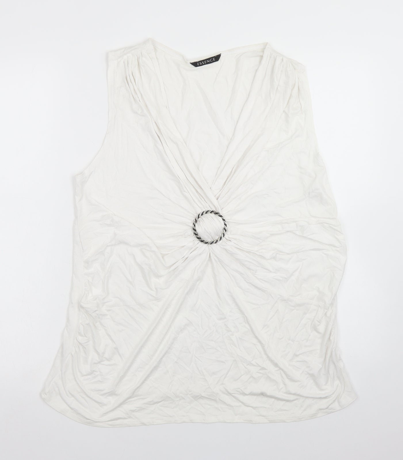 Evans Womens White  Viscose Basic T-Shirt Size 20 V-Neck
