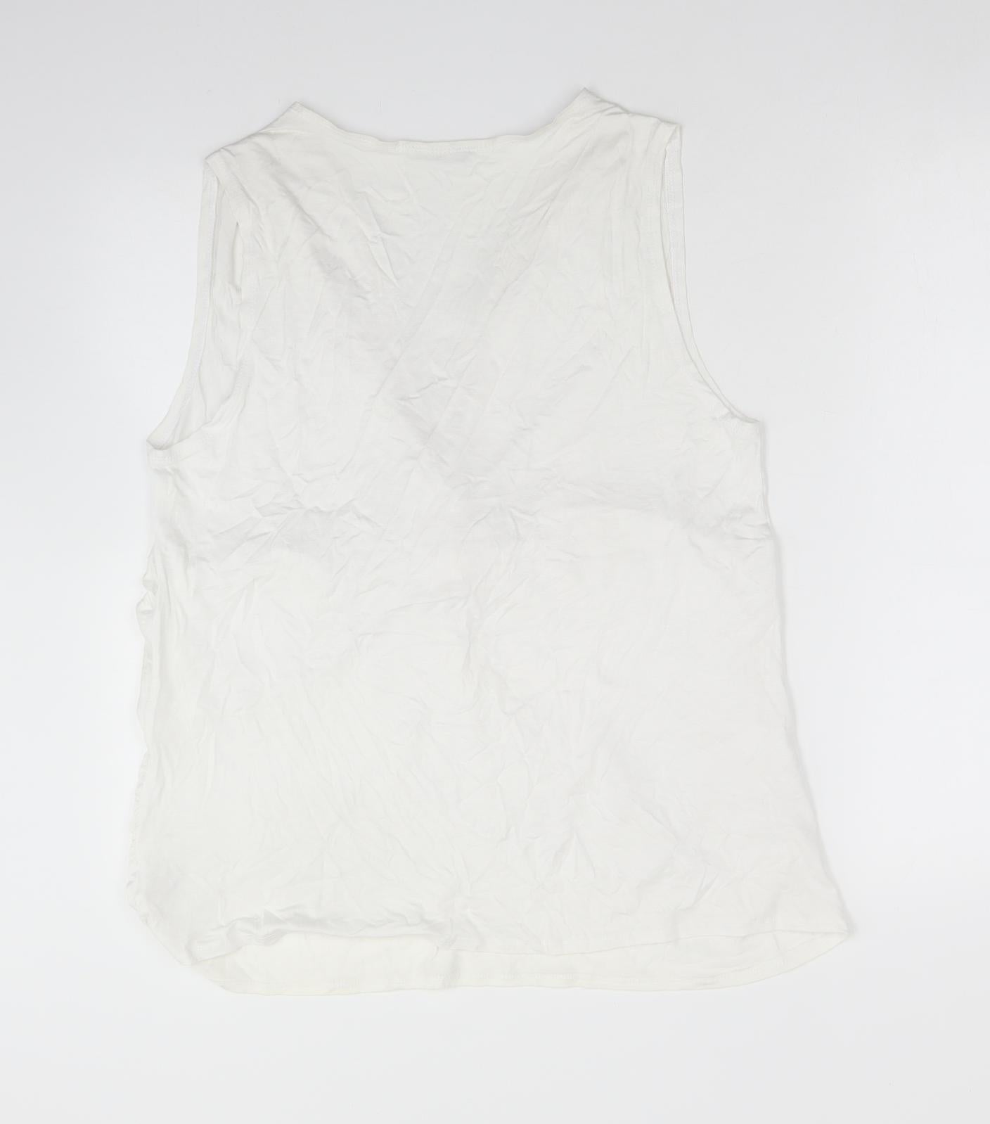 Evans Womens White  Viscose Basic T-Shirt Size 20 V-Neck