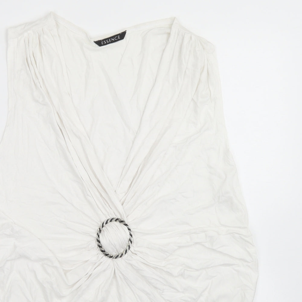 Evans Womens White  Viscose Basic T-Shirt Size 20 V-Neck