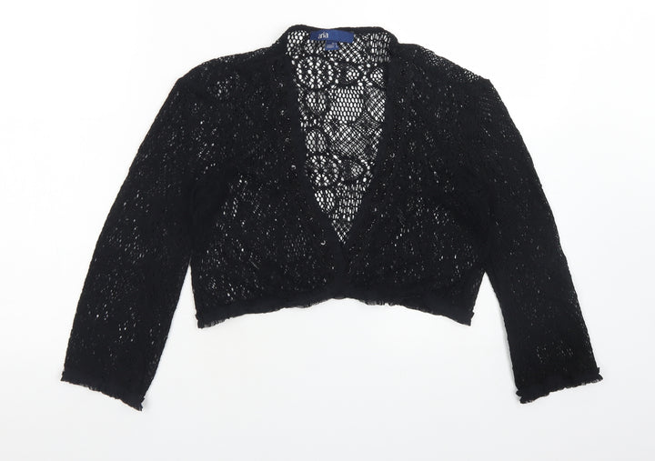 Aria Womens Black V-Neck Cotton Cardigan Jumper Size 10