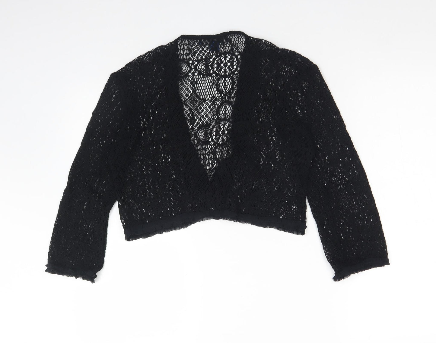 Aria Womens Black V-Neck  Cotton Cardigan Jumper Size 10