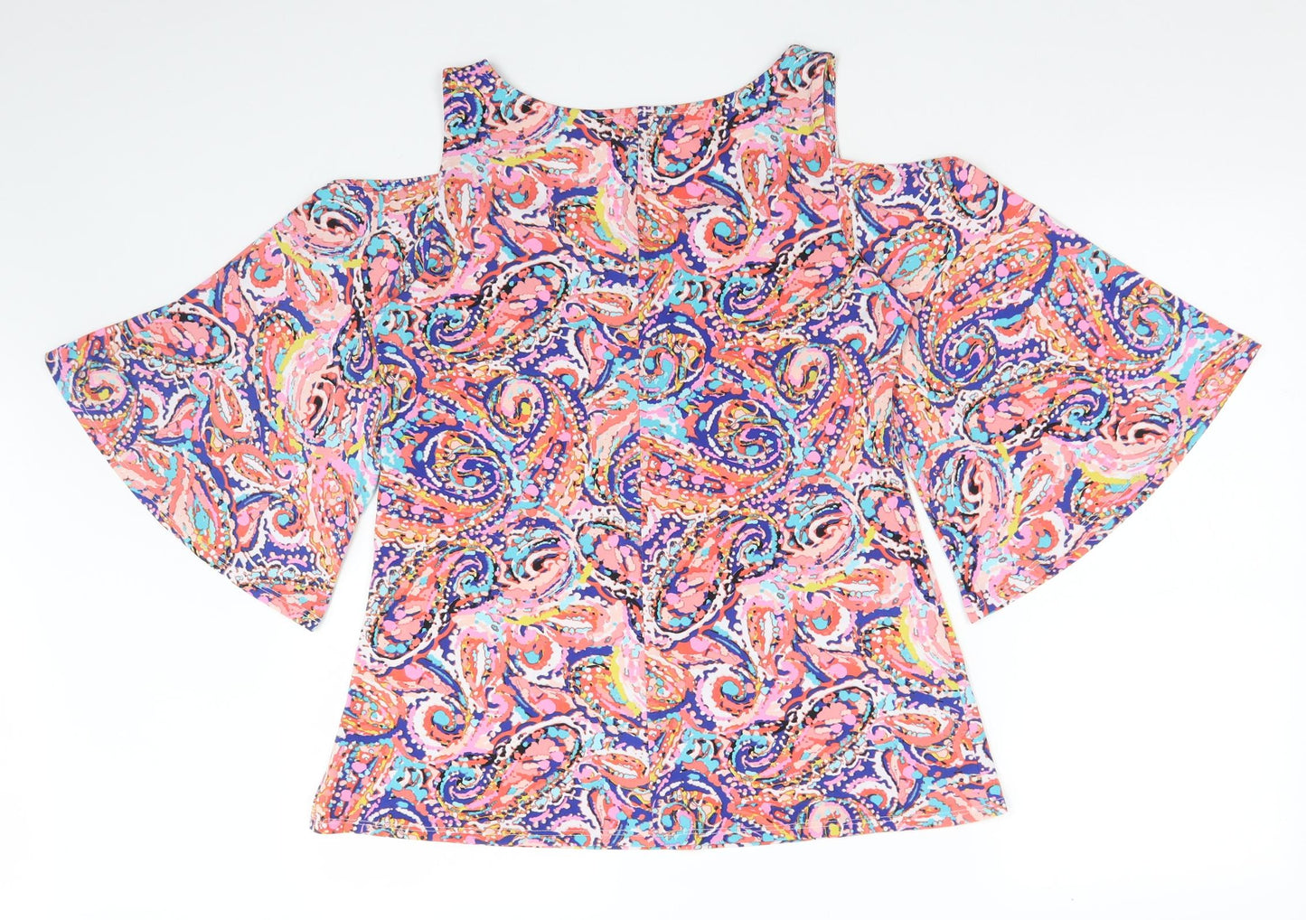 Coco Bianco Womens Multicoloured Paisley  Basic T-Shirt Size M V-Neck