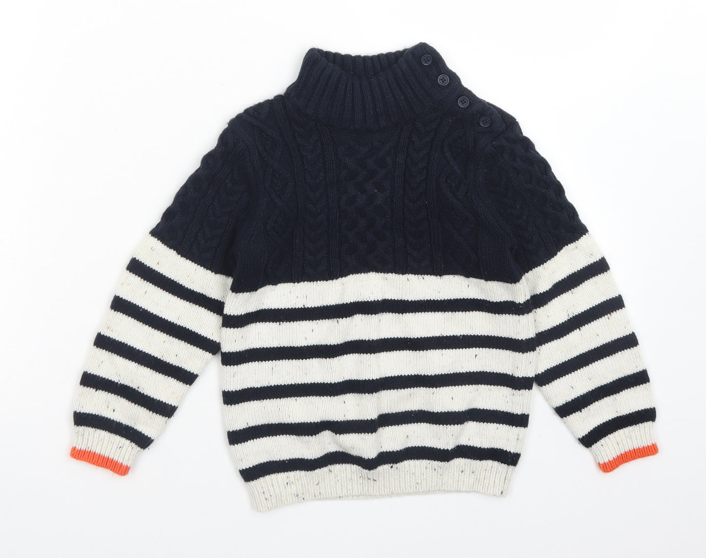 Matalan Boys Multicoloured High Neck Striped Acrylic Pullover Jumper Size 4-5 Years