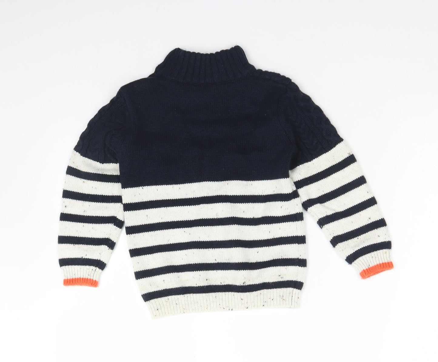 Matalan Boys Multicoloured High Neck Striped Acrylic Pullover Jumper Size 4-5 Years