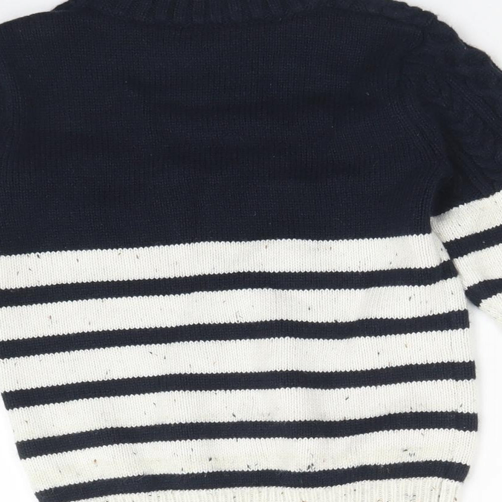 Matalan Boys Multicoloured High Neck Striped Acrylic Pullover Jumper Size 4-5 Years
